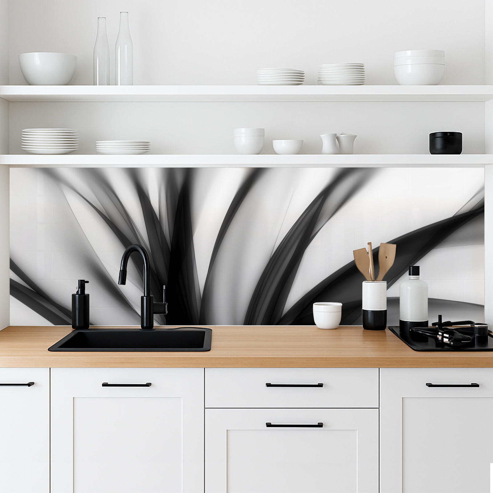 Küchenrückwand Folie elegante graue Holzimitation Hauptbild 1
